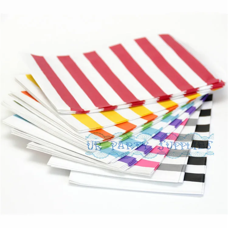 2000 шт. цветные и белые бумажные подарочные пакеты в горизонтальную полоску