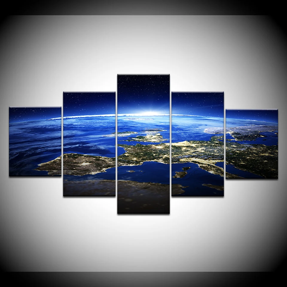 

Abstract Art Framework Modular Canvas Paintings 5 Pieces Planet Earth Light Pictures Poster HD Prints Decor For Living Room Wall