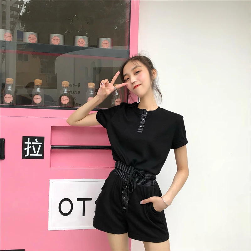 Женский костюм HziriP однотонный из органической кожи с круглым вырезом модная