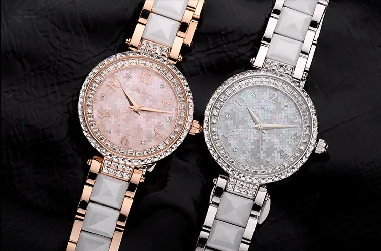 

Vogue Brand MELISSA Women Ceramic Bracelet Watches Sparkly Crystals Dress Wrist watch Quartz Analog Relogio Montre Femme F6595