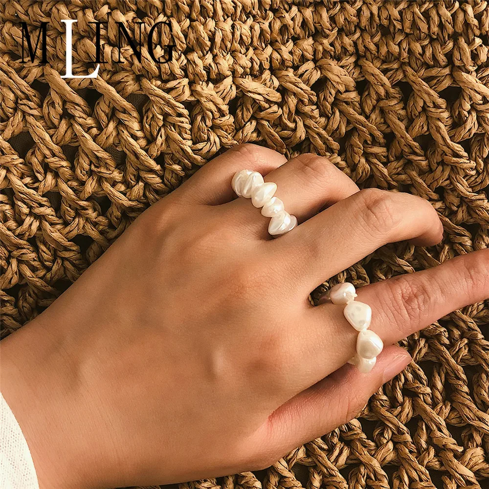 Женское кольцо с жемчугом MLING регулируемое геометрическое простого дизайна
