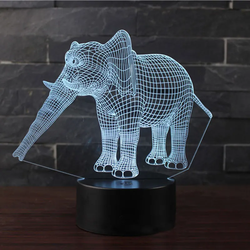 3d лампа в виде слона с длинным носом светодиодный ночсветильник 7 цветов