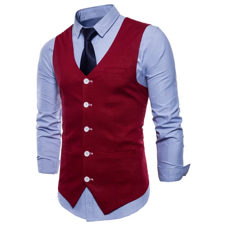 British Style Men Orange Vest Candy Colors Casual Slim V-neck Sleeveless Blazer Cute Waistcoat Plus Size 3xl 4xl Men Suit Vest