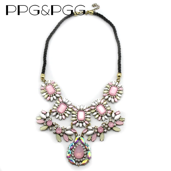 Женское акриловое ожерелье Массивное колье-чокер в индийском стиле с розовыми