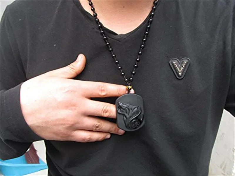 100% новинка натуральный черный обсидиан камень резная воющая подвеска в виде