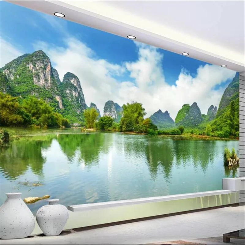 Wellyu обои на стену домашний декор заказ HD Guilin горы и воды чистая вода декорации ТВ