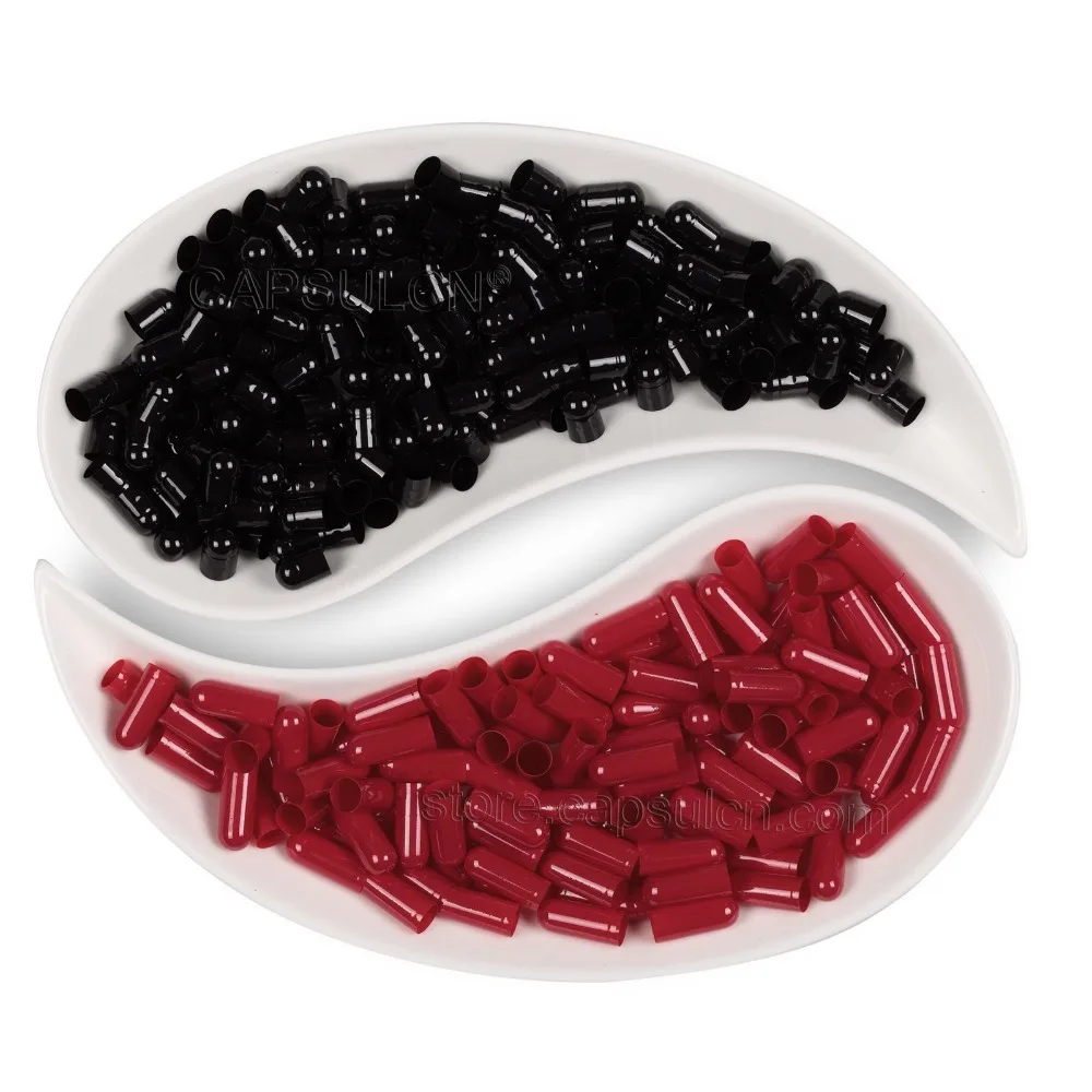 Размер 0 Бесплатная Доставка! Пустые разделенные желатиновые капсулы черного и