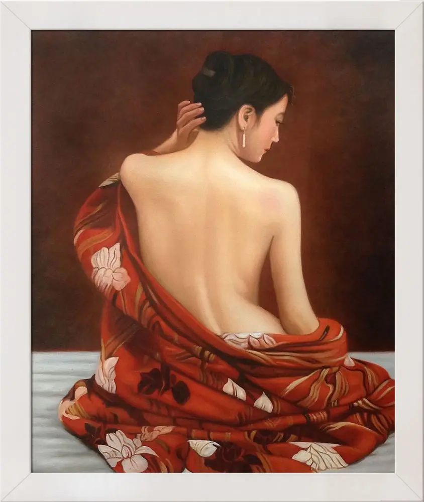 Красивая картина с обнаженной женщиной для гостиной настенное украшение тигр