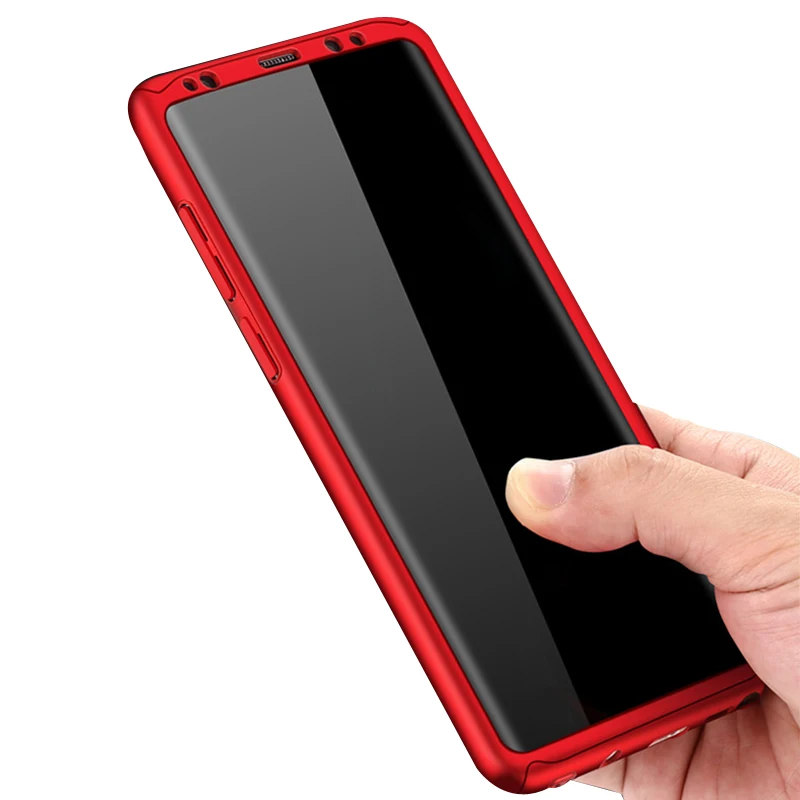 360 градусов полностью защитные Твердые Чехлы ПК для samsung Note 3 4 5 + закаленное стекло