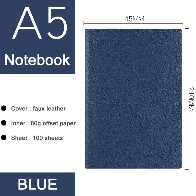 blue - A Винтажный кожаный блокнот, подарок А5, твердая обложка, Filofax Journal, блокнот-планировщик, дневник, ретро органайзер, стационарный набор - Цвет: blue - A