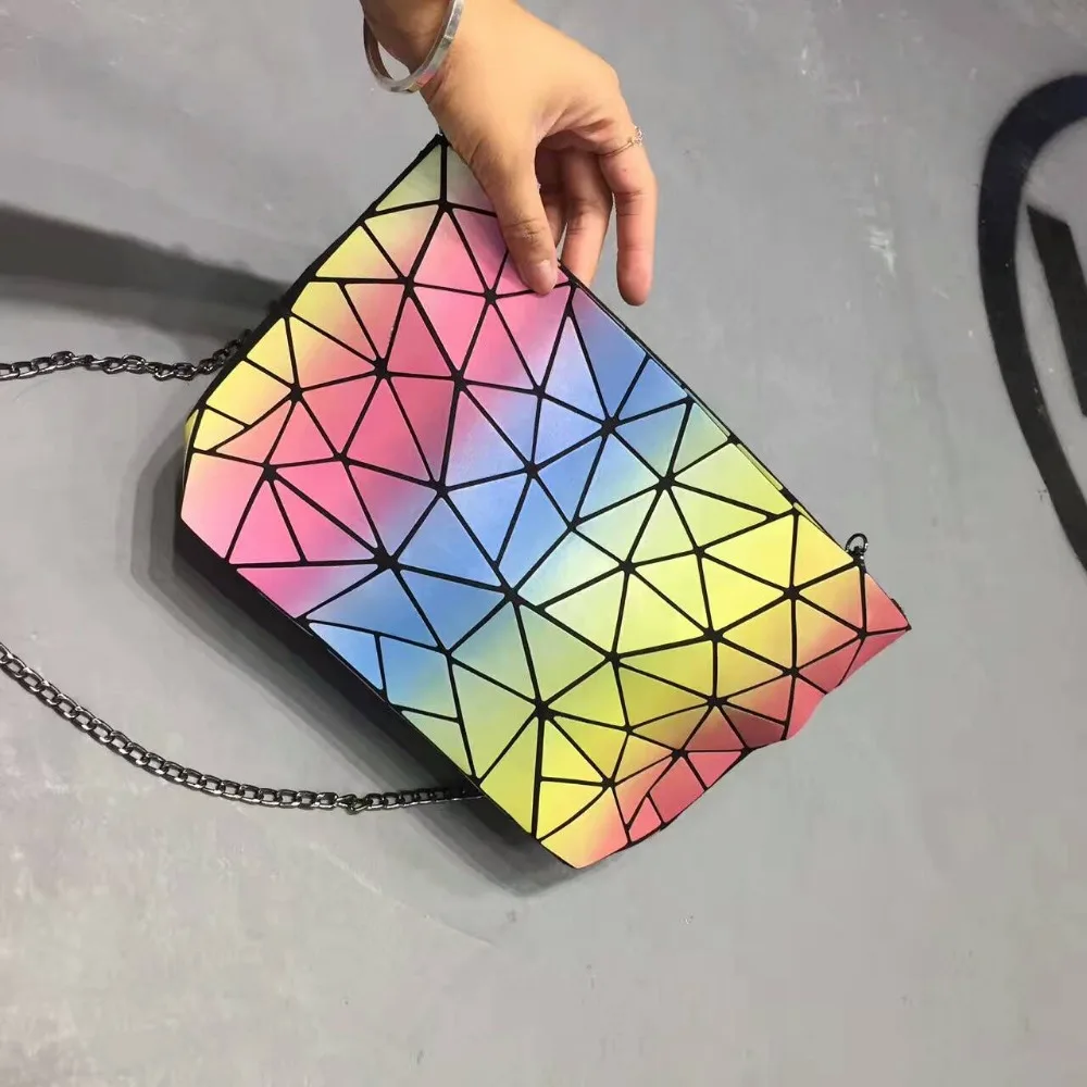 В 2017 году новинка цвета радуги одного плеча мешок складной и Геометрическая