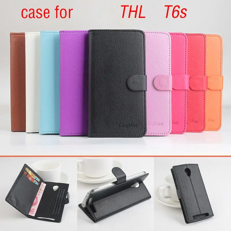 Lingmao для THL T6S флип зернистый кожаный чехол с зернистой текстурой личи Роскошный
