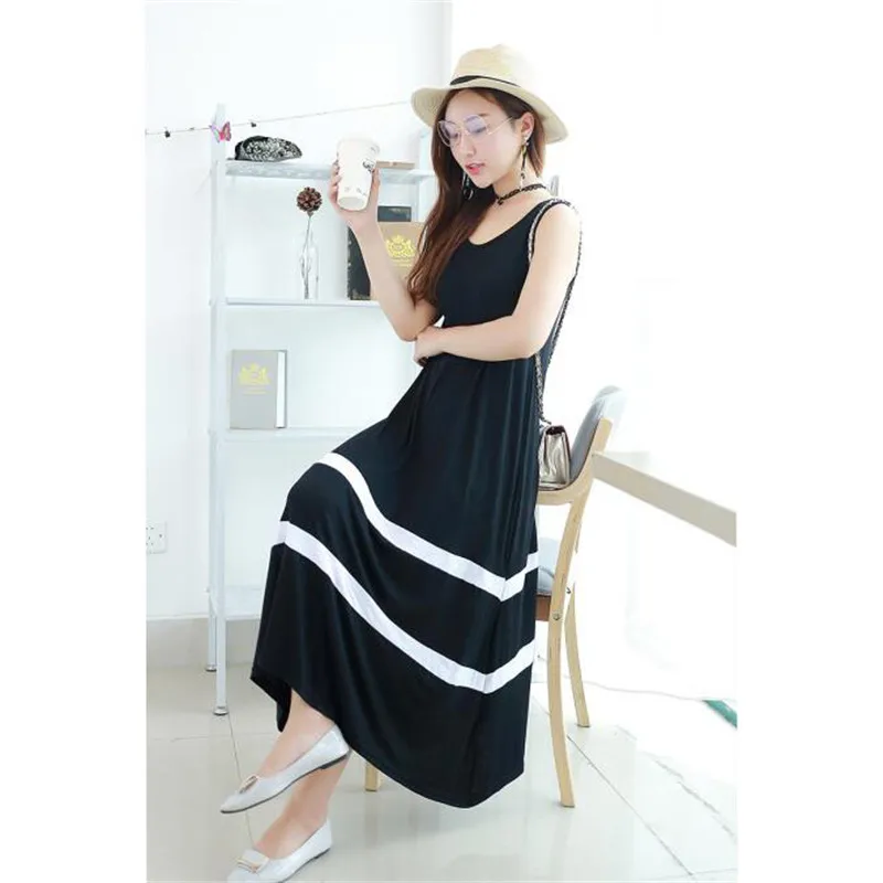 Sanishroly 2018 New Women Summer Tank Dress Modal Long Maxi Dresses Female Sleeveless Big Circle Boho Beach Vestidos SE067 | Женская