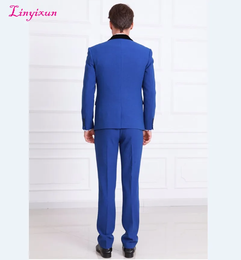 Linyixun Новое поступление мужские шали с черным отворотом смокинги для жениха