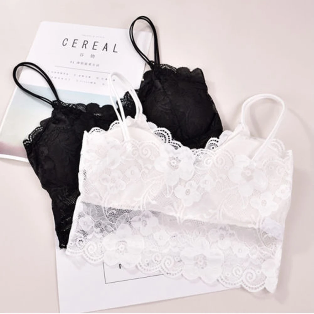 Летние сексуальные цветочные кружева кружево Bralette Дамы Полые ремень модные безрукавки бретели размеры