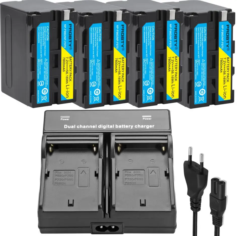 Для sony np-f F970 NP-F960 NP-F970 батарея для sony CCD-RV100 CCD-RV200 SC5 TR917 Камера CN-216 CN-304 YN300 VL600 светодиодный видео - Цвет: 4Battery withcharger