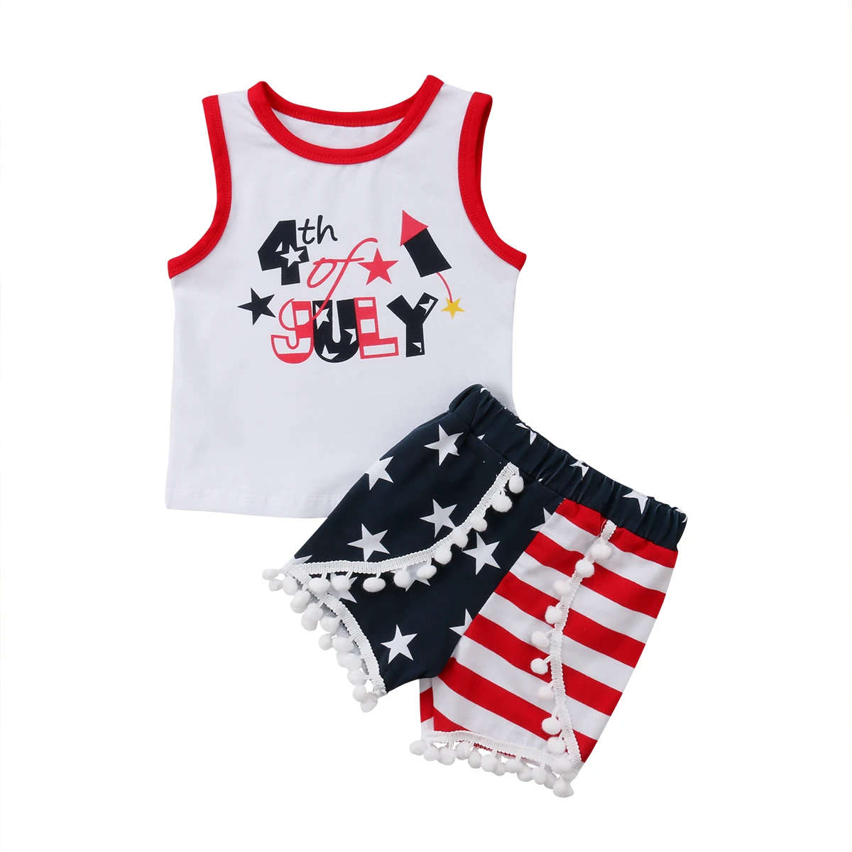 Летние детские топы без рукавов для маленьких девочек футболка штаны шорты