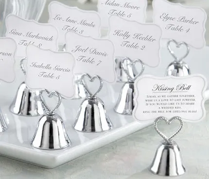 

wedding favor party decoration--kissing bell wedding place name card holder 80pcs/lot