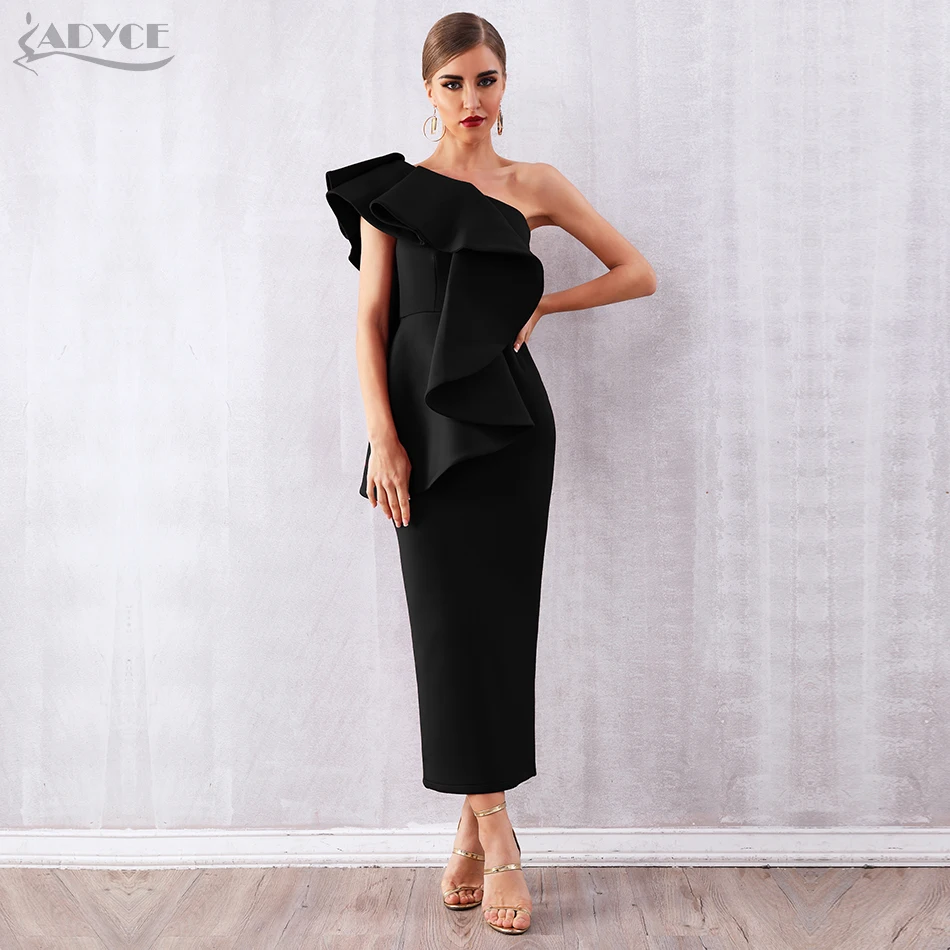 Adyce летнее женское красное платье знаменитостей vestidos сексуальное Белое платье без рукавов с оборками на одно плечо облегающее Клубное платье