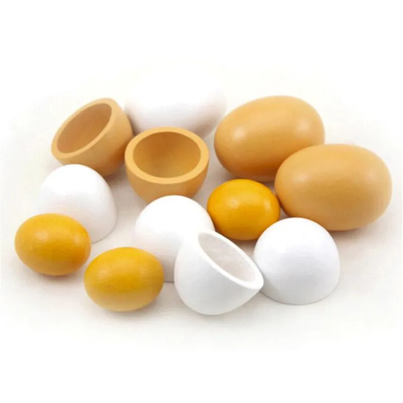 6pcs eggs 6 шт деревянные яйца желток ролевые игры кухня еда приготовления пищи ребенок игрушка Подарочный набор - Цвет: 6pcs eggs
