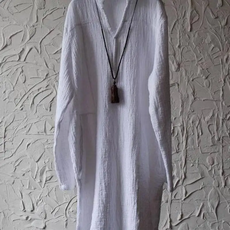 Женское платье с v-образным вырезом повседневное свободное Хлопковое