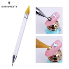 Двухконцевая ручка для ногтей, кристальная ручка для бисера гвоздики со стразами, восковой карандаш, инструмент для маникюра и дизайна ногтей