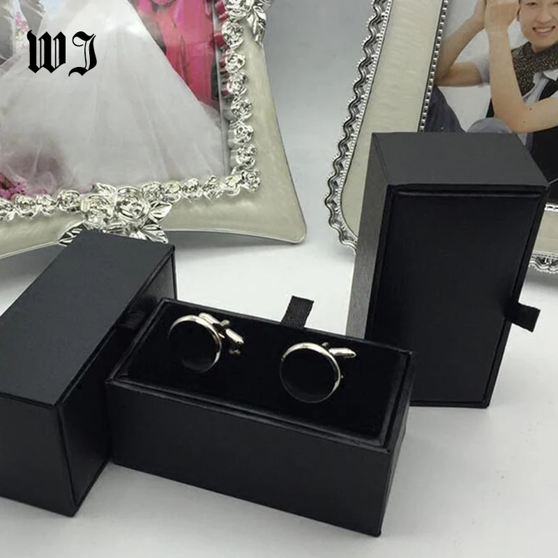 Черная коробка Geschenk из искусственной кожи для Manschettenknopfe хранения запонок