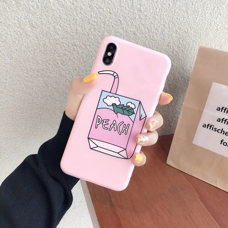 GYKZ мультфильм фрукты персиковые напитки телефонные чехлы для iPhone XS MAX XR X 7 8 6 6s Plus