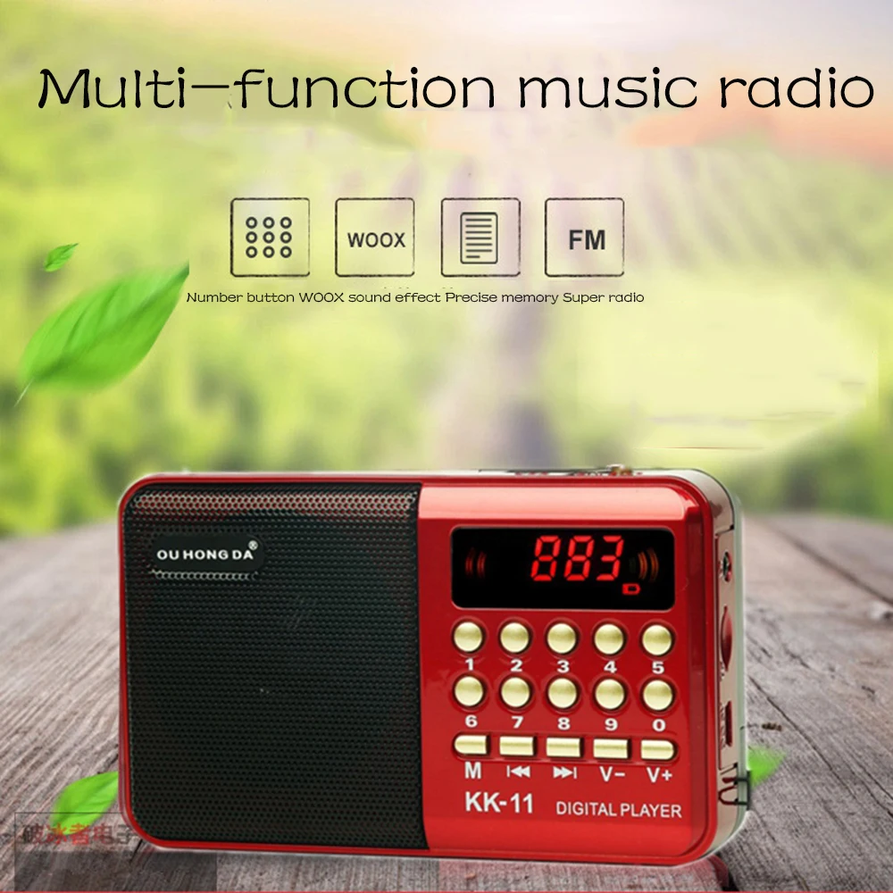 Цифровой широковещательный динамик портативный мини fm-радио динамик музыкальный плеер телескопическая антенна Handsfree карманы приемник открытый RADk11
