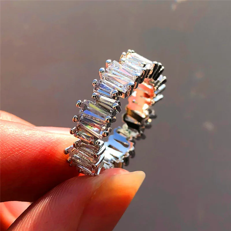 Boho модное кольцо с кристаллами, роскошное женское серебряное розовое золото, свадебные ювелирные изделия, обручальные кольца для женщин