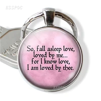 robert browning quote key chain so fall asleep love loved by me quote jewelry glass metal literary poem accessories lovers gift