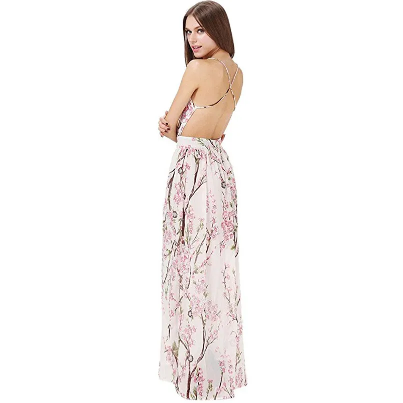 Богемное пляжное платье женское летнее без рукавов с принтом 2018 Открытое vestidos mujer