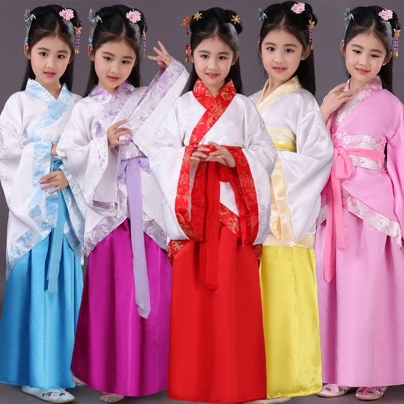 

Traditional Ancient Chinese Folk Dance Costumes Hanfu Dress Girls Children Classical Kids Child Tang Princess Clothing DWY1146
