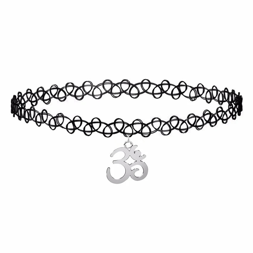 Kinitial цвета: золотистый серебристый Йога ом символ кулон шеи Цепочки и Ожерелья