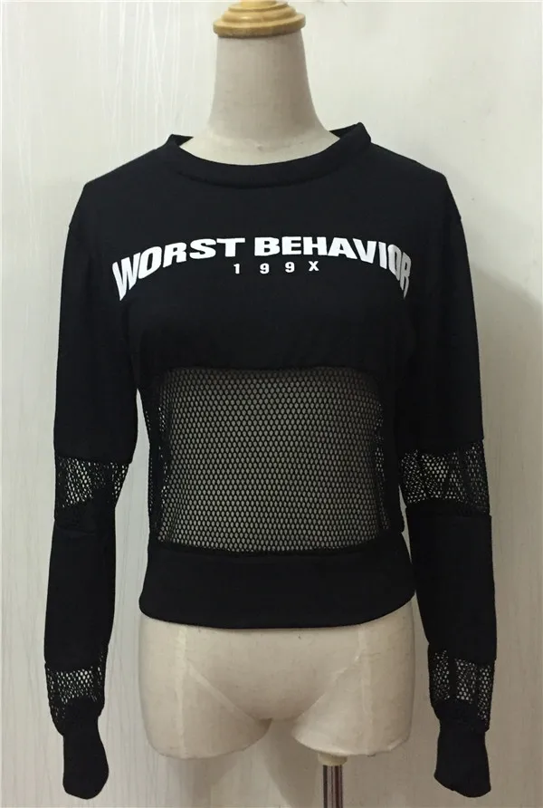 Сексуальные Женщины Футболки Мода Лоскутное Полный Рукав Дамы Топы Напечатанная