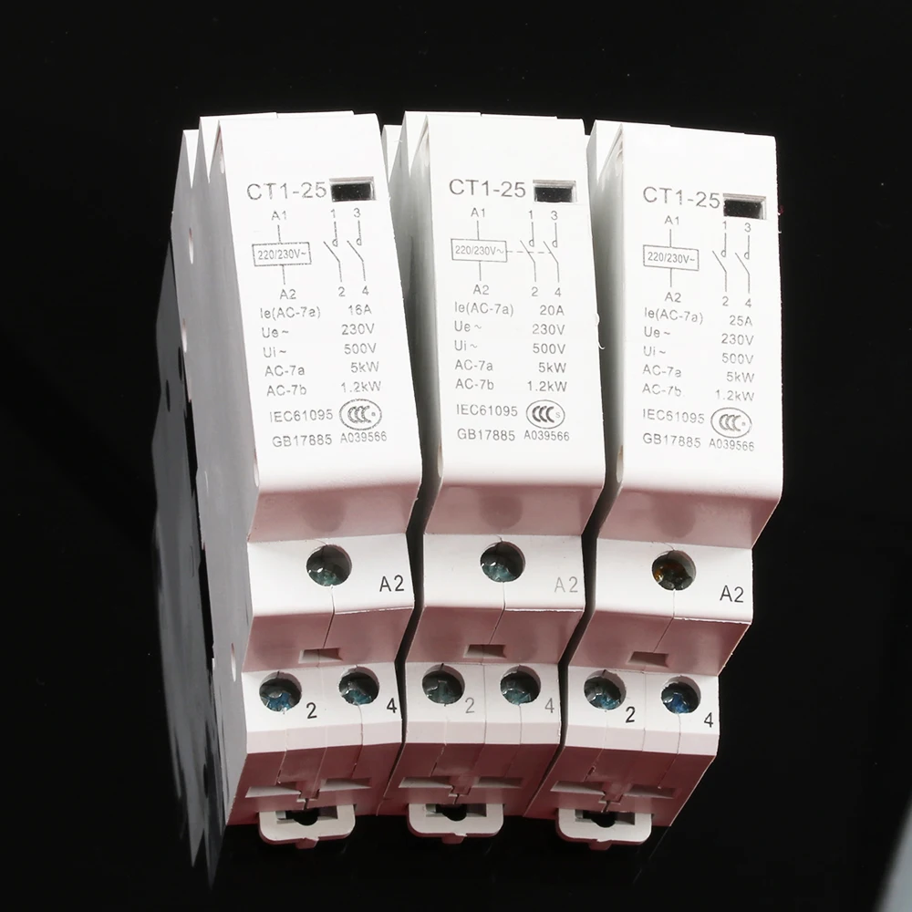 Auxiliar de partida kohtaktop CT1 CT1-25 Американская классификация проводов 2р 16A 25A 20A 230v 50or60HZ Din rail AC контактор для дома