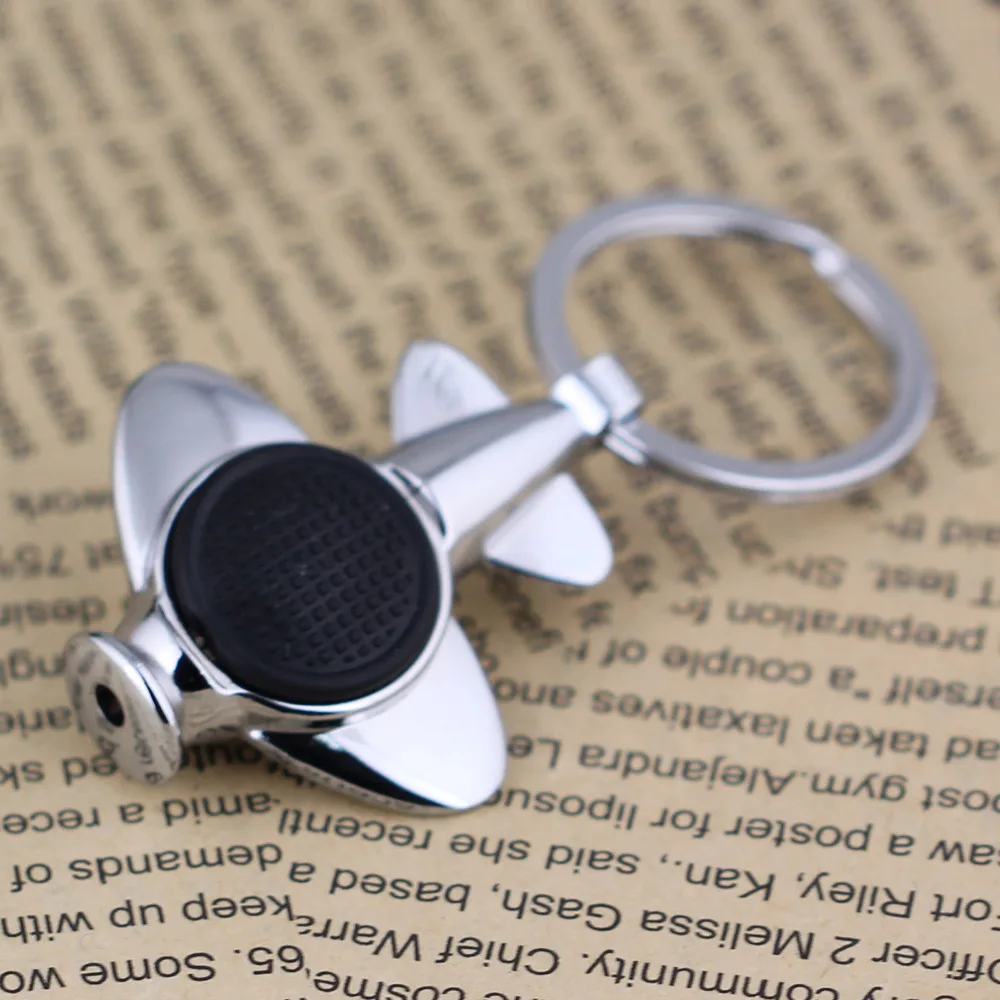 Полированный Хром Серебристый Брелок для ключей LED свет самолет летательный