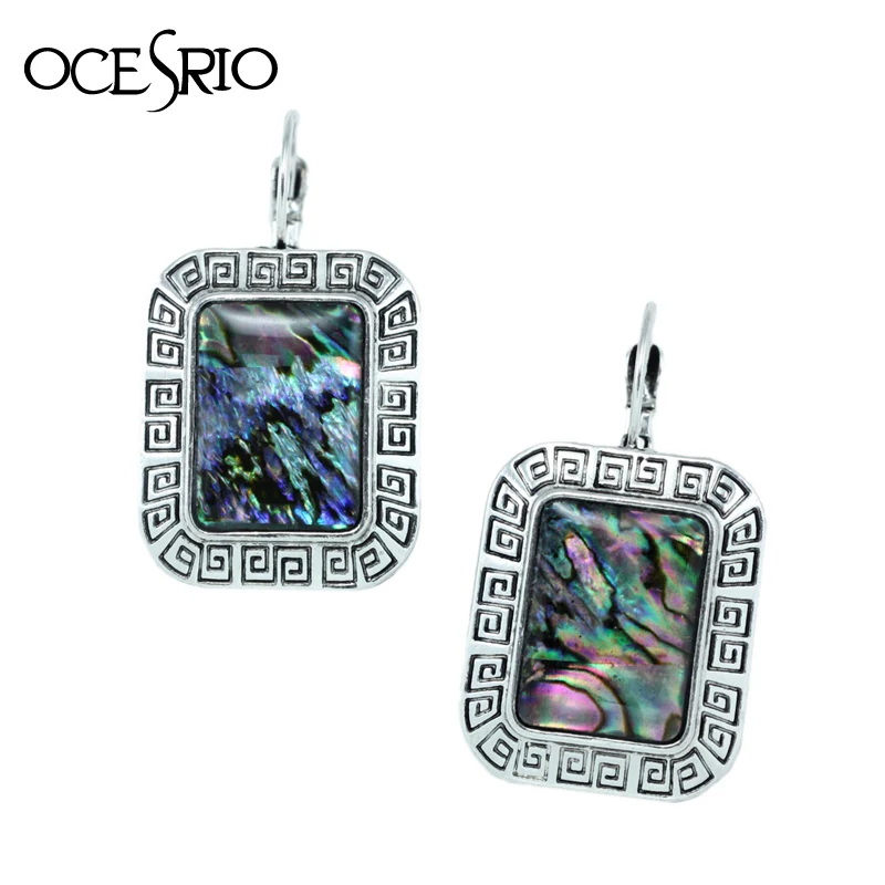 Винтажные квадратные серьги-пусеты в ретро стиле серебряного цвета для женщин