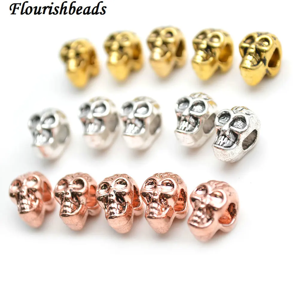 Новый дизайн металлические бусины в виде черепа разных цветов 8x12 мм 4 стандартные