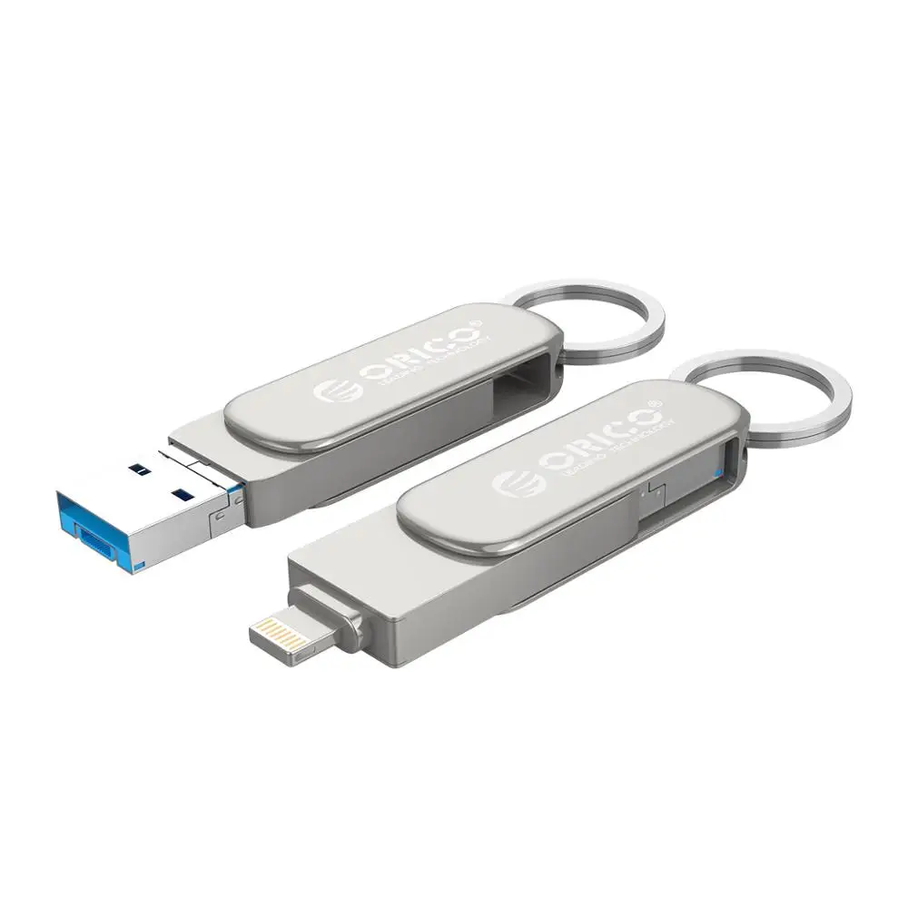 Silver ORICO OTG USB флэш-накопитель 3-в-1 U диск 64 Гб оперативной памяти, 32 Гб встроенной памяти, USB3.0 флэш-память USB флэш-диск для телефона/планшета/ПК - Цвет: Silver