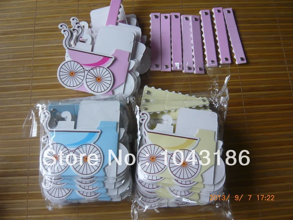 Free shipping wedding favor --Baby shower--baby stroller box in pink and blue color 100PCS/LOT | Дом и сад