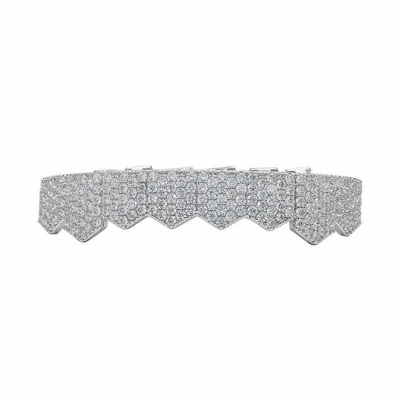 Хип хоп ЗУБЫ Grillz Iced Out AAA циркон 2 цвета Топ и низ зуб набор для мужчин женщин Мода зуб Grillz ювелирные изделия