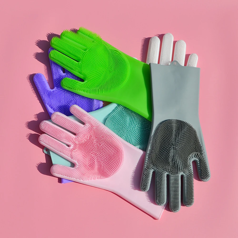 1 пара креативных силиконовых мытья посуды Guantes латексные садовые резиновые