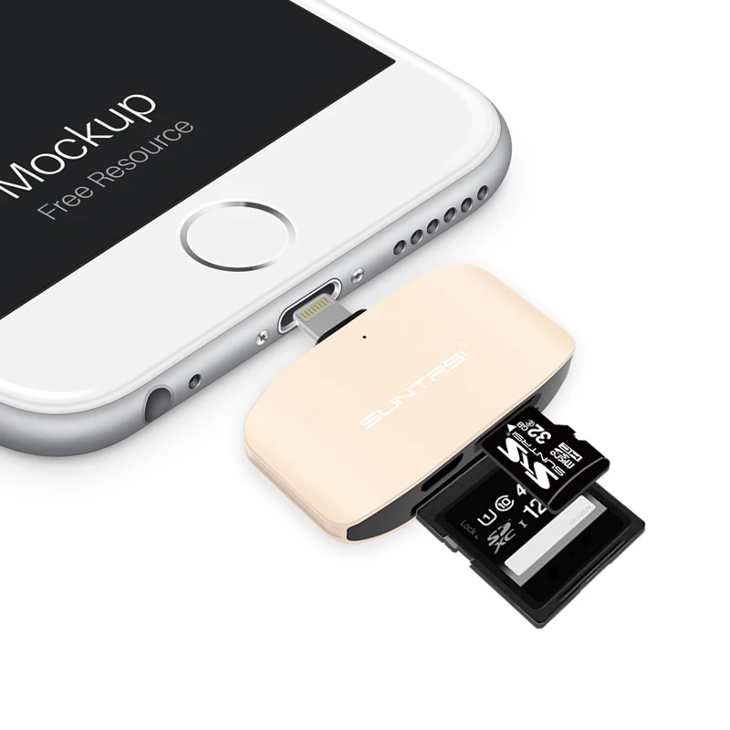 Suntrsi устройство для чтения карт памяти iPhone 5 5S 6s 7 и 8 plus Micro SD TF USB кардридер OTG мини