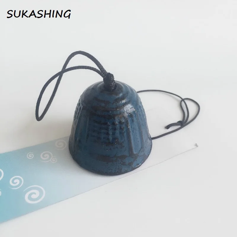 Синий Японский Nambu чугунный открытый ветряной колокольчик Furin Cloche вентиляционный металлический храм молиться на удачу колокольчик - Цвет: Синий