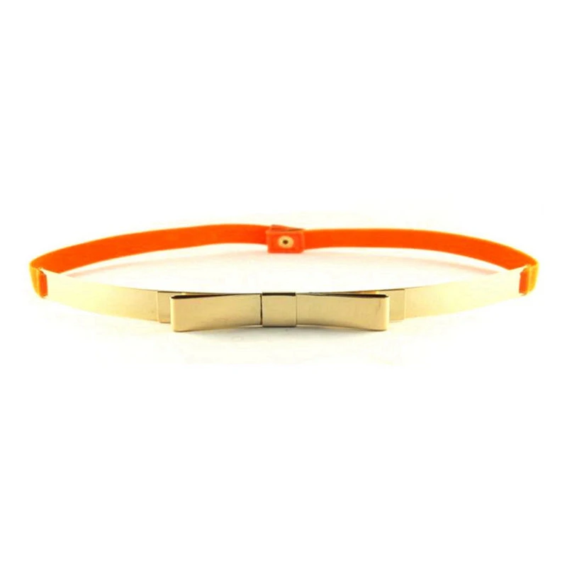 Fashion 2017 New arrival Gold Metal Bow Belt For Women Summer Dress Thin designer Elastic Waistband Free Shipping | Аксессуары для