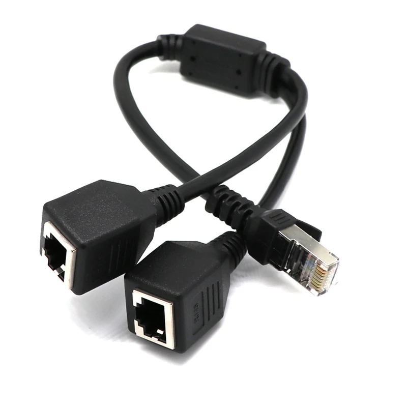 Разветвитель Y-образного кабеля RJ45 Ethernet переходник с 1 на 2 порта переключатель - Фото №1