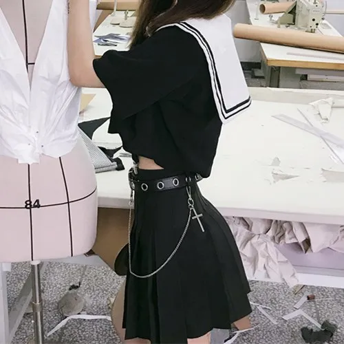 Японская летняя форма для девочек школьная с вышивкой короткие матросские на