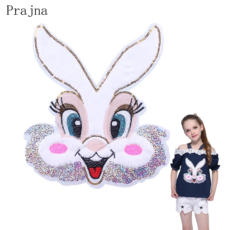 Prajna милый кролик Sequin нашивка аппликация вышитые нашивки в лошадью для одежды