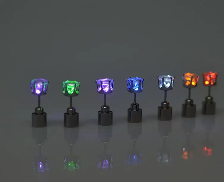 

Fashion party light up crystal earrings men women children dance club LED Luminous Stud Flash Earrings festive event props